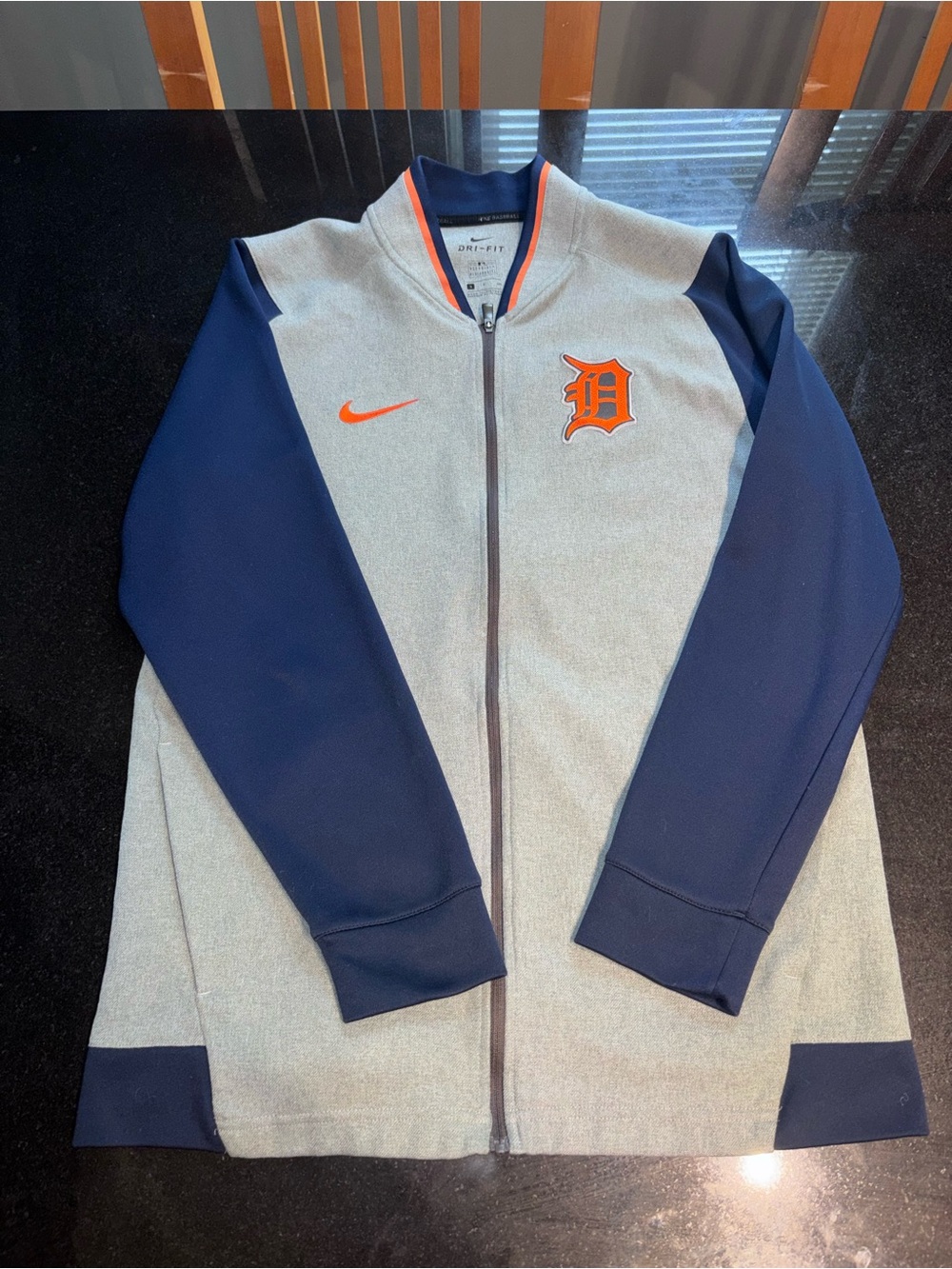 Nike Grey & Navy Detroit Tigers Full-Zip Jacket with Orange Accents